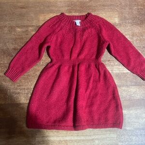 Cat & Jack‎ Toddler Sweater Dress 2T – Red Knit Long Sleeve Fall/Winter Dress